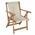 Amerihome Acacia & Canvas Folding Arm Chair, Brown & Natural AWFDC